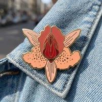 Broche en métal émaillé rigide personnalisée, motif fleur d'orchidée, ange et croix de la Fête Nationale, pour décoration de sac à dos floral à pois roses, thème botanique