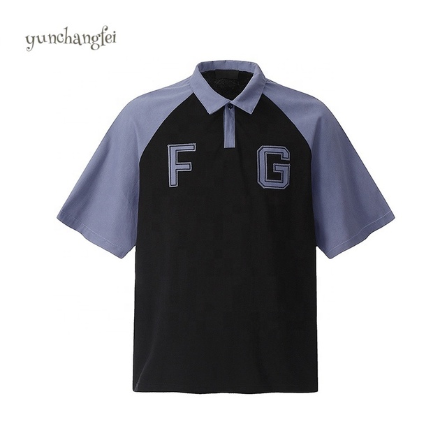 Custom High Quality Polo T-shirt Patchwork Embroidered Heavyweight T-shirt Men's Regular Neck 100% Cotton Polo Shirt