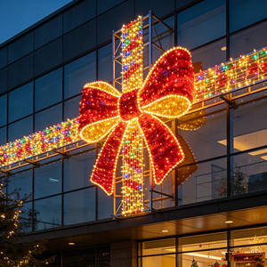 Nuevo Diseño Personalizado de Lazo Luminoso Navideño Gigante en 3D para Decoración de Exteriores, Iluminación Invernal de Grado Comercial, Luz LED con Patrón - Product Image 1