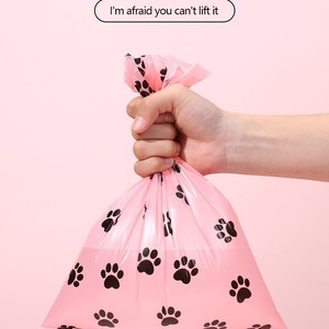 Bolsas para excremento de perro con estampado de pata rosa, gruesas, portátiles, rollos para desechos de mascotas, paquete de 10 rollos - Product Image 3