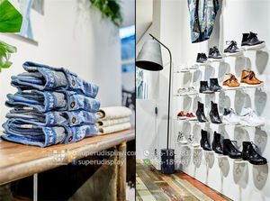 Tienda minorista de Jeans, muebles de exhibición Interior, diseño personalizado gratuito, buena calidad, accesorios de madera, decoración para tela de Jeans - Product Image 4