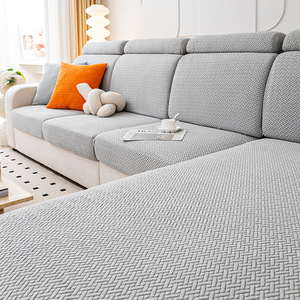 Housse de canapé jacquard toutes saisons, couleur unie, élastique, 2 et 3 places, facile à installer, housse de canapé pour la maison, anti-griffures pour animaux domestiques. - Product Image 2