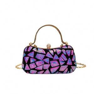 Borsa a Mano a Forma di Cuore con Strass per Donna, Pochette da Sera Dorata con Cristalli per Cerimonie - Product Image 5