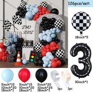126 pièces voiture de course thème ballons arc guirlande Kit piste de course numéro feuille Globos fête d'anniversaire bébé douche décor - Product Image 4