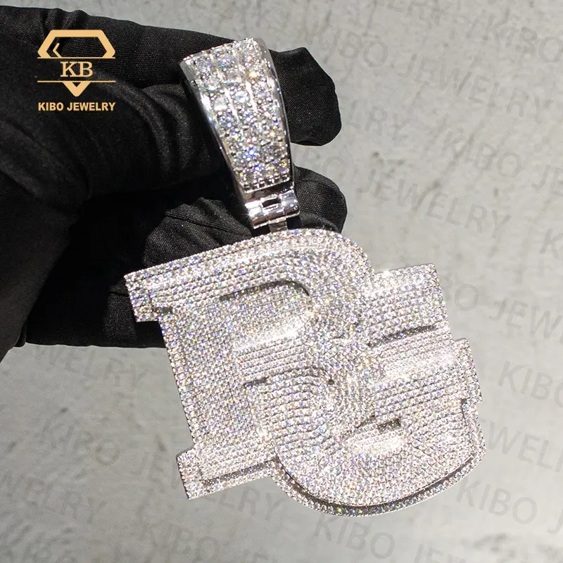 Ciondolo con scritta Bling BG in argento Sterling D colore VVS Moissanite ciondolo con ciondolo personalizzato per collana Moissanite Hip Hop