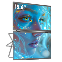 Portable Triple 15.6 pouces 1080P Dual ScreenLaptop Monitor Extender Built-in Stand180 ° Rotation Compatible Mac/in/Linux Monitor