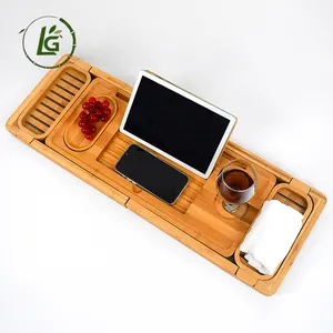 Legend New Arrival badewannen-taschenfach badezimmer caddy-tablett tisch bambus bad caddy bambus-badewannen-tablett