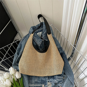 Summer New Popular Women's <b>ZIP</b> Closure Braided Straw Woven Shoulder <b>Tote</b> Bag Fashionable Stylish Seaside Travel Beach Tanjing - Product Image 3