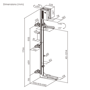 Support mural vertical pivotant LBM12-02 Easylift pour vélo, support de rangement pour vélo, support pour vélo électrique, pour intérieur, maison - Product Image 6