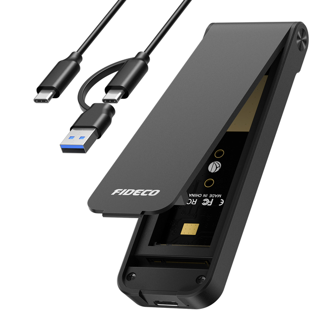 FIDECO NVME M2.SSD Enclosure Usb3.2 Gen2 10gbps Usb c M2 Ssd External case Tool Free M2 Ssd Enclosure