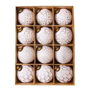 New 8cm 12Pcs Handmade Vintage Christmas Balls Set Xmas Tree Hanging <b>Ornaments</b> For Holiday Decor - Product Image 4