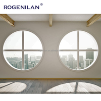 Ventanas de Celosía con Marco de Aluminio Estilo Francés Rogenilan, Claraboyas Fijas Redondas de Doble Cristal Templado
