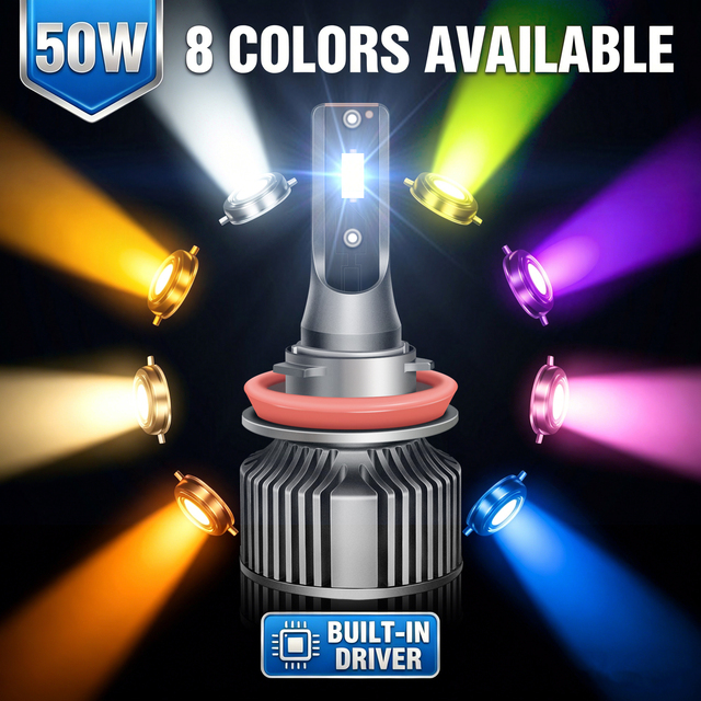 8 Colors Available LED Headlight Bulbs CSP 3570 H11 H7 H4 9005 9006 Lemon Green Amber Pink Purple Blue Light Fog Light Bulb