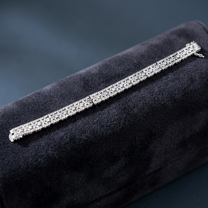 Art Palace Women's Silver Plated Tennis <b>Bracelet</b> With Round Brilliant Cut <b>Crystal</b> Rhinestones Classic Wedding Jewelry - Product Image 1
