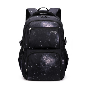 Sac à dos en nylon de haute qualité motif ciel étoilé et poissons naturels pour garçons de l'école primaire et secondaire (3e-6e année) avec harnais à coussin d'air contrastant - Product Image 3