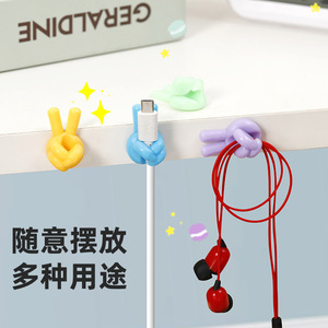 Organisateur de câbles avec crochet adhésif, outil de fixation portable pour câbles de données, pour bureau et usage au bureau - Product Image 1