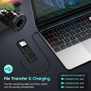 Lecteur MP3 portable AOMAGO 32 Go L69, enregistreur vocal numérique <span class=keywords><strong>avec</strong></span> double <span class=keywords><strong>micro</strong></span> pour conférences, protection par mot de passe, microphone <span class=keywords><strong>externe</strong></span> - Product Image 5