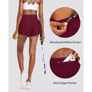 Short jupe de tennis fluide taille haute pour femme avec 4 poches et vêtements d'entraînement athlétiques au design papillon - Product Image 5