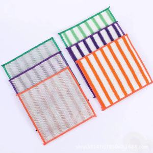 Éponge à récurer en fibre de bambou rectangulaire, antiadhésive, rayée, absorbante, pour la cuisine et le nettoyage domestique - Product Image 2