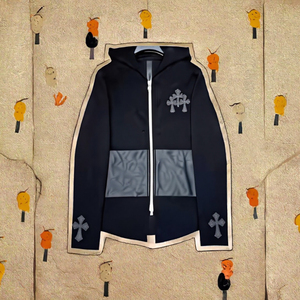 Chaqueta con Capucha y Cremallera con Cruz Bordada Estilo Gótico para Hombre, Cortavientos, Corte Regular, Sudadera de Punto de Poliéster para Otoño - Product Image 2