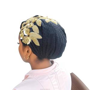 Women's Ethnic Muslim <b>Scarf</b> Inner Cap Rhinestones, Arabian Headscarf with Tie, Head Wrap Hat - Product Image 2