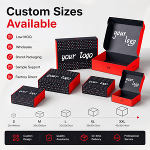 High-End Eco-Friendly Two-Tone Red Black Custom Printed Logo Corrugated Mailer <b>Box</b> for Cosmetic Gift - Product Image 4
