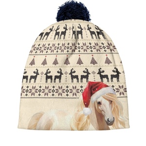 <span class=keywords><strong>Bonnet</strong></span> en tricot avec pompon pour adulte, cadeau de Noël, vente en gros, <span class=keywords><strong>bonnet</strong></span> personnalisé avec motif de <span class=keywords><strong>cheval</strong></span> et de renne de Noël - Product Image 5