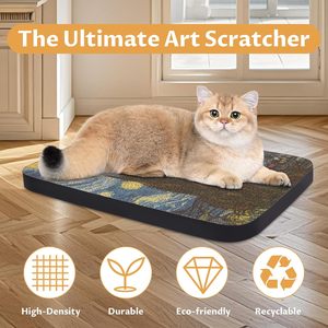艺术猫抓板 壁挂式纸板猫抓板 现代设计 16.7x11x1 英寸 室内猫玩具 家具保护器 - Product Image 3