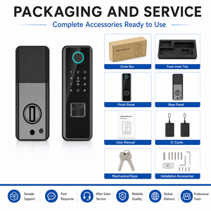 Serrure de porte intelligente à empreintes digitales pour appartement, avec <span class=keywords><strong>carte</strong></span> de mot de passe et contrôle par application - Product Image 6