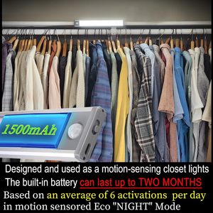 Lampes de placard sans fil rechargeables USB en aluminium avec détecteur de mouvement magnétique automatique pour éclairage sous armoire - Vente en gros - Product Image 2