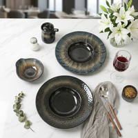 Assiette creuse moderne en porcelaine faite à la main, écologique, pour salades, soupes et plats occidentaux – Indispensable pour les fêtes