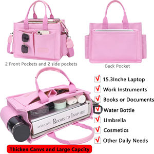 حقيبة كبيرة من قماش الكانفاس متقاطعة مع الجسم وردية اللون حقيبة مدرسية للنساء - Product Image 2