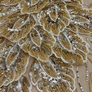 Dentelle perlée <span class=keywords><strong>3D</strong></span> moderne de luxe Blue Dream 2026, <span class=keywords><strong>tissu</strong></span> en maille de haute qualité pour robes de mariée et sacs, prix de gros - Product Image 4
