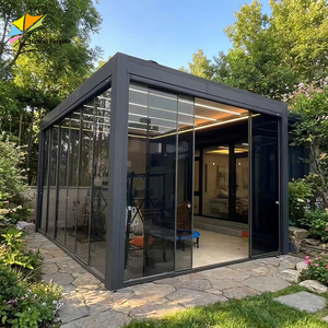 Pergola bioclimatique en aluminium Hanrui avec écran - Toit de terrasse extérieur imperméable à l'eau avec persiennes pour cour et balcon - Product Image 5