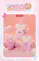 Série officielle BABY THREE d'articles suspendus en peluche Super Mini Bunny Set pour les enfants âgés de 3 ans.