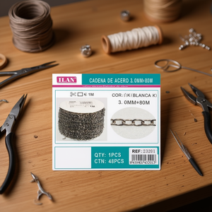 Catena in acciaio Iln 3,0 mm x 80 m colore bianco K per artigianato - Product Image 3