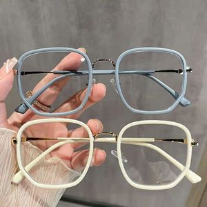 Ánh Sáng Màu Xanh Chặn Người Đàn Ông Phụ Nữ Kim Loại Kính Quang Học Lớn Khung Rõ Ràng Ống Kính Ins Màu Be Sinh Viên Quảng Trường Thời Trang Chất Lượng Cao - Product Image 5