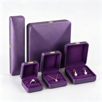 Coffret à bijoux en cuir PU violet avec logo personnalisé pour bagues, pendentifs, bracelets, boucles d'oreilles – Boîte cadeau pour emballage de joaillerie fine – Saint-Valentin