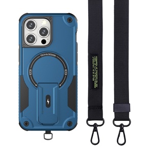 Paquete <span class=keywords><strong>2</strong></span> en 1 de correa de teléfono cruzada con cordón de doble capa para IPhones 15 Pro Max, funda magnética a prueba de golpes con soporte - Product Image 3