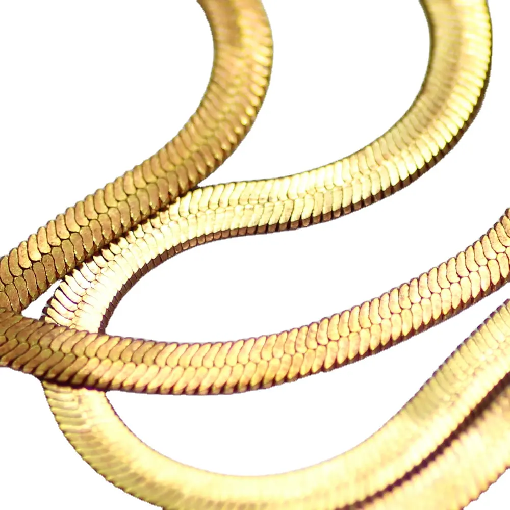 Jewelry bracelet newest design 5mm width copper brass gold plated flat snake chain for handbag decoration chains