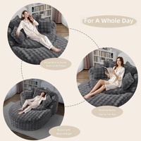 Canapé paresseux moderne en peluche, fauteuil pouf surdimensionné et moelleux, canapé de sol doux en fausse fourrure pour la maison, canapé lounge rond en peluche surdimensionné