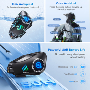 Q28-2X bắn HD1080P Video/hình ảnh với 500 mét 2 người liên lạc cho mũ bảo hiểm tự động trả lời và điều khiển bằng giọng nói cho động cơ cưỡi - Product Image 3