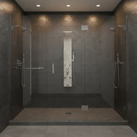Colonne de douche murale moderne en acier inoxydable 304 avec panneau thermostatique à poignée unique, jets et pommeau de douche pluie massant
