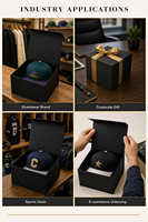 Boîte noire magnétique pliable en carton avec logo holographique personnalisé de luxe pour casquettes, vêtements de mode, chapeaux de voyage, emballage