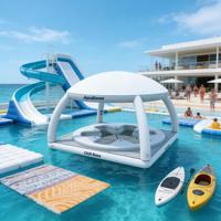 Plateforme flottante gonflable de qualité commerciale pour 4 personnes avec auvent, en PVC, couleurs et logo personnalisés, garantie 3 ans pour yacht