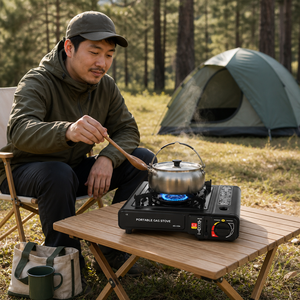 Réchaud à <span class=keywords><strong>gaz</strong></span> <span class=keywords><strong>butane</strong></span> portable à brûleur unique, cuisinière de <span class=keywords><strong>camping</strong></span>, barbecue d'extérieur pour pique-nique avec étui de transport - Product Image 5