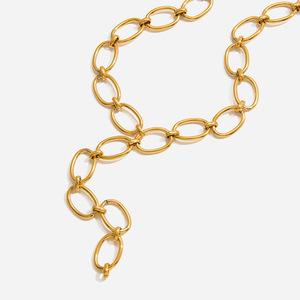 Geometric O-Shaped Y-Shaped Chain <b>Necklace</b> 18K Gold Stainless Steel Women's Everyday Wear Fine Jewelry - Product Image 1