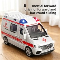 Ambulance à friction avec son et lumière, jouet moulé sous pression pour enfants, modèle de véhicule d'urgence Sprinter à toit surélevé, jouets personnalisés en usine