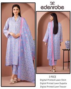 Ensemble décontracté traditionnel pour femme Edenrobe, non cousu, imprimé numérique, motif floral, été, style pakistanais et indien, pour les fêtes - Product Image 2