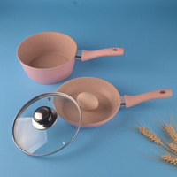 Ensemble de casseroles antiadhésives en aluminium couleur macaron de haute qualité